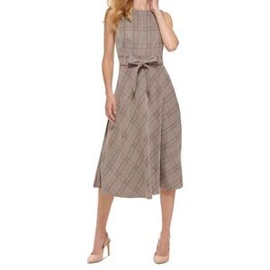 Calvin Klein Plaid Belted Maxi Midi Preppy. Dress Size 2